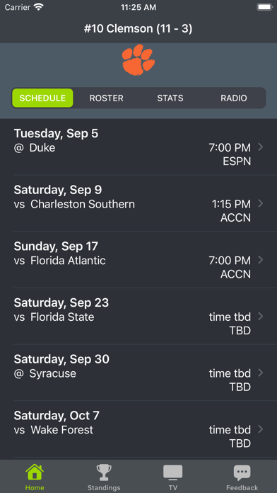 Screenshot #1 pour Clemson Football Schedules
