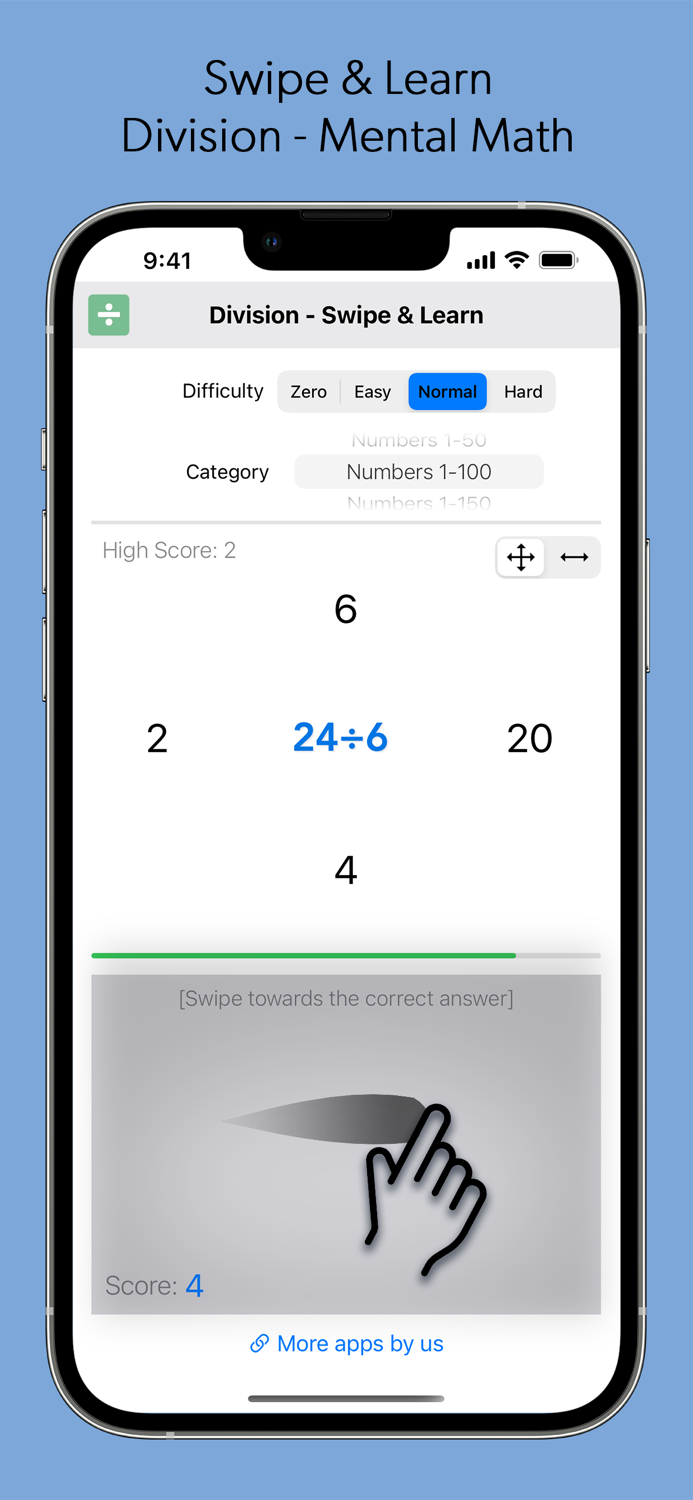 Division Math - Swipe and Learn