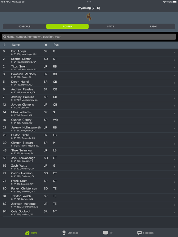 Screenshot #5 pour Wyoming Football Schedules