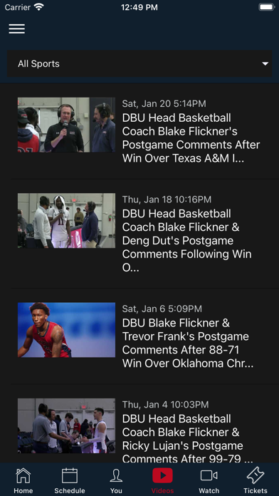 DBU Athletics Screenshot