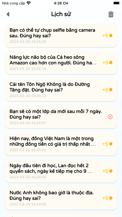 Câu Hỏi Đúng Sai Screenshot
