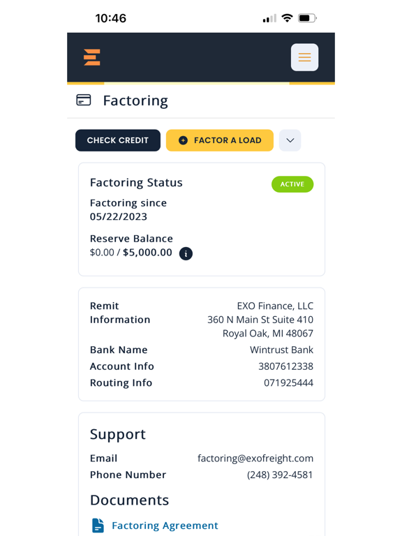 EXO Freight iPad screenshot 1 - Business app