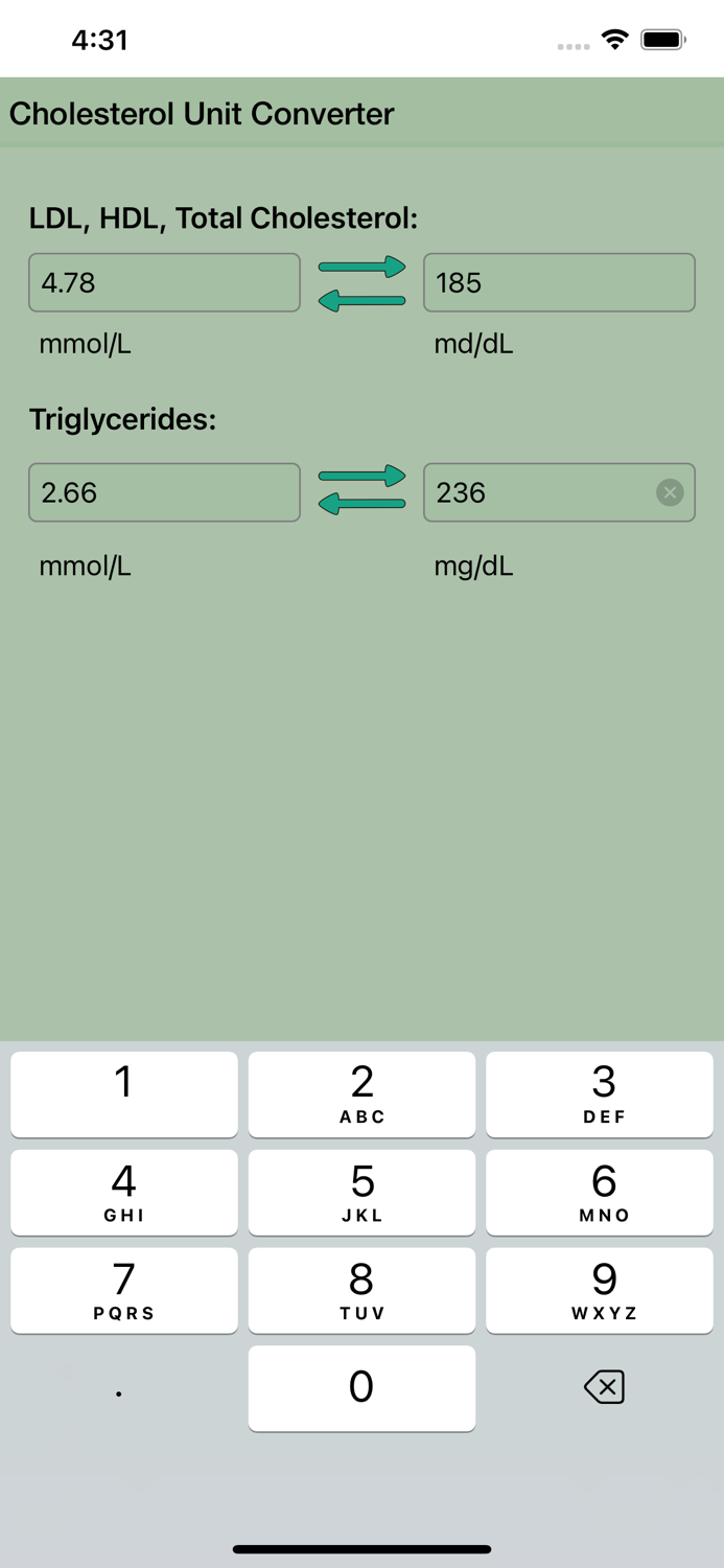 Cholesterol Unit Converter