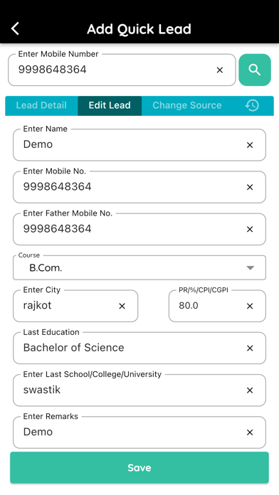 GNUMS Admission CRM Screenshot