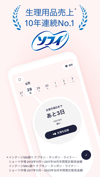 ソフィ 生理管理アプリで生理を予測&妊活情報のおすすめ画像1