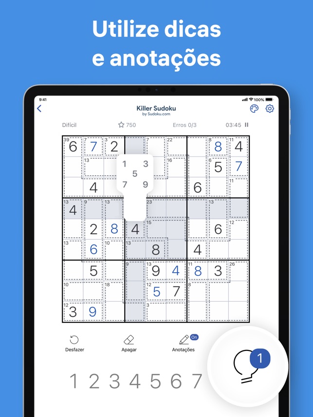 Killer Sudoku online: resolve puzzles diários