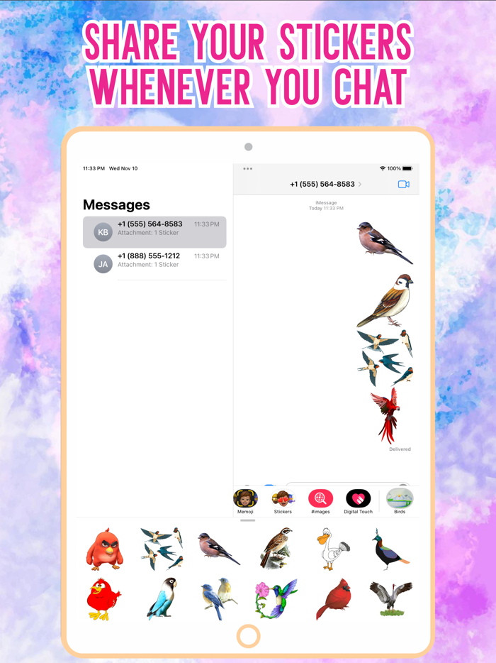 Watercolor Birds Stickers