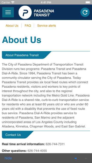 Pasadena Transit Screenshot