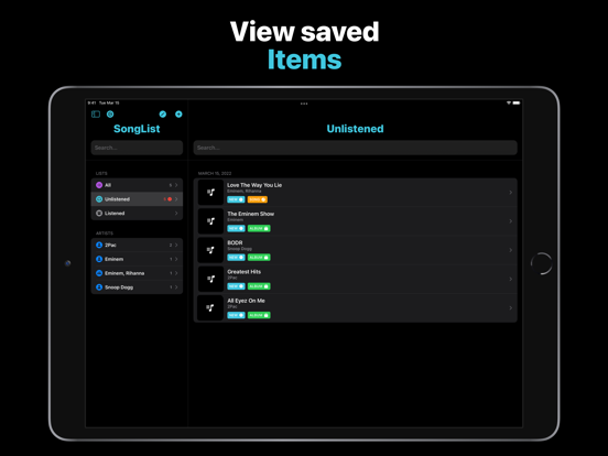 SongList: Save Music for Later iPad app afbeelding 5