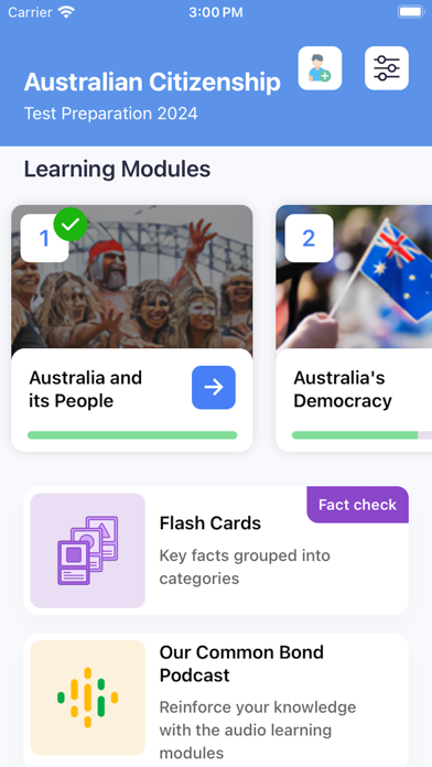 AU Citizenship Preparation Screenshot