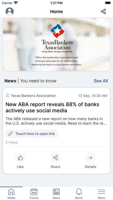 Texas Bankers Association Screenshot
