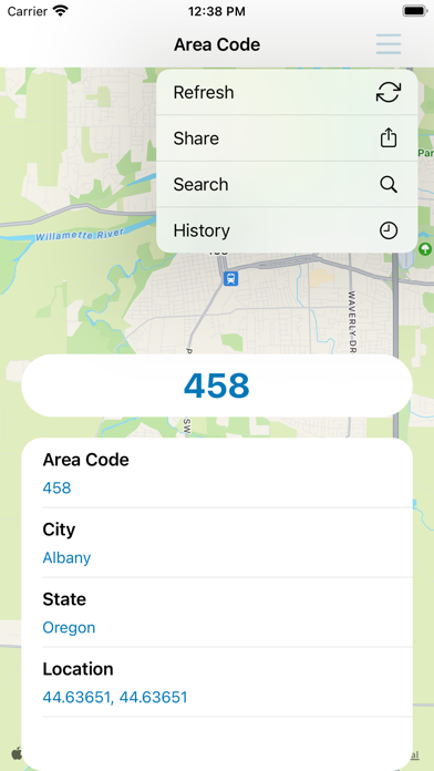 Area Code Screenshot