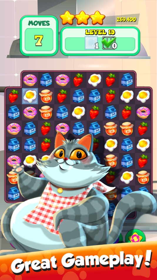 #2. Greedy Cat Match 3 (iOS) 由: One Up Games Studio