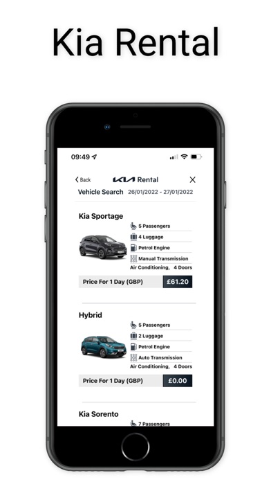 Kia Rental Screenshot