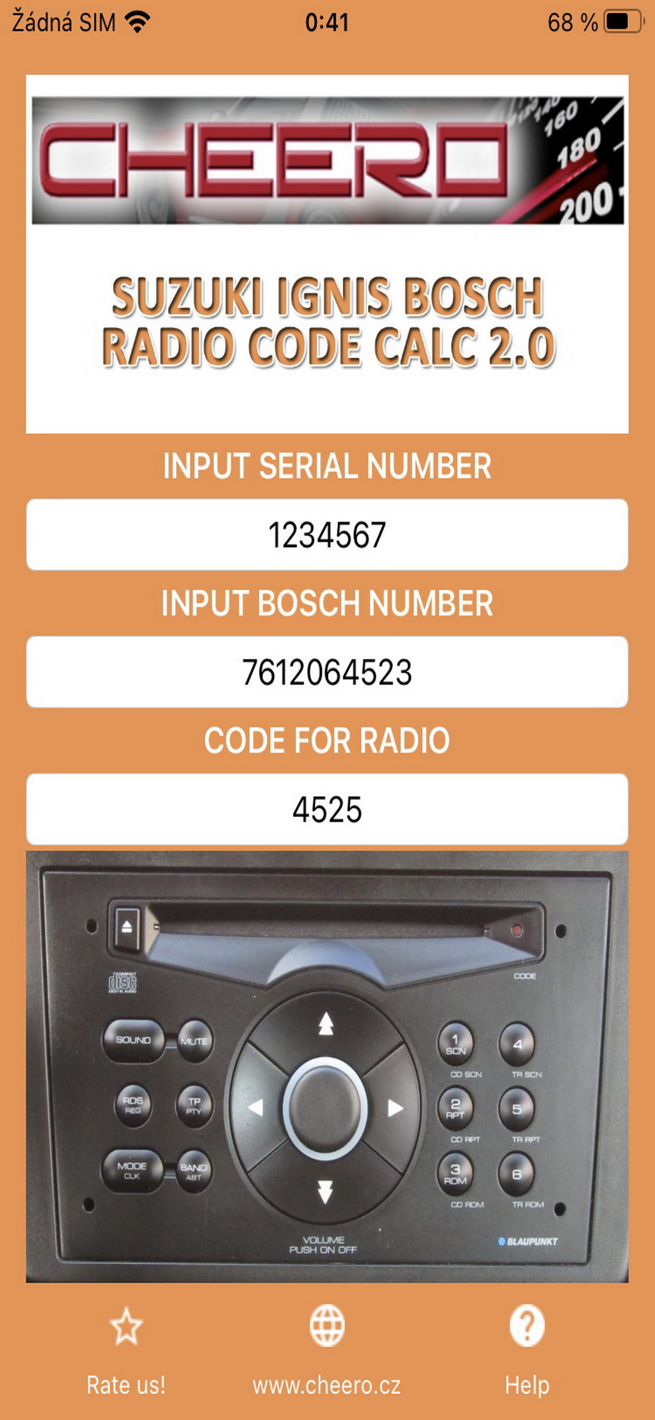 RADIO CODE for SUZUKI IGNIS