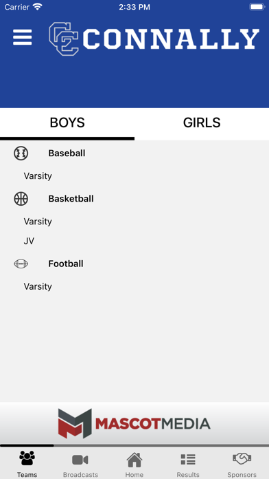 Connally Athletics Screenshot