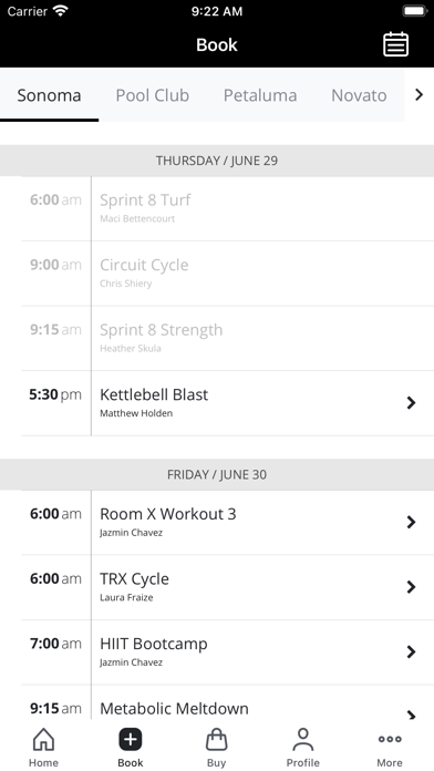 Sonoma Fitness Screenshot