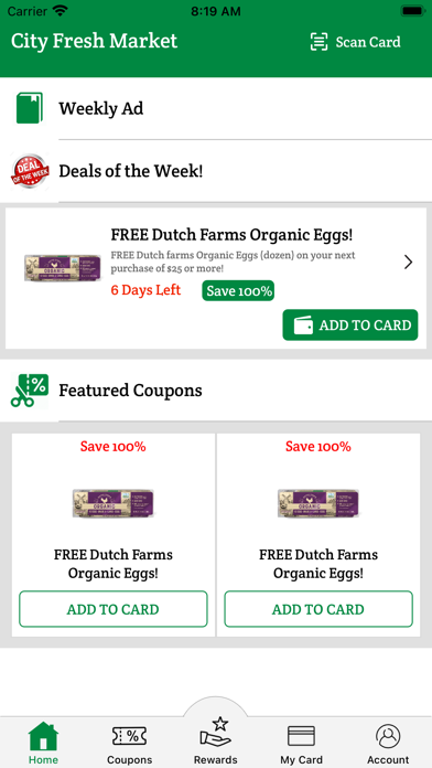 City Fresh Market Rewards App Screenshot