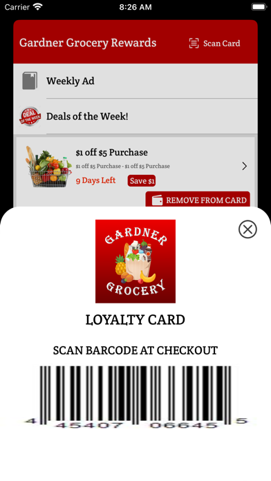 Gardner Grocery Rewards Screenshot