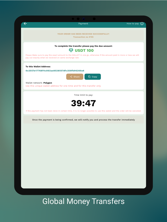 Amana Send iPad screenshot 4 - Finance app
