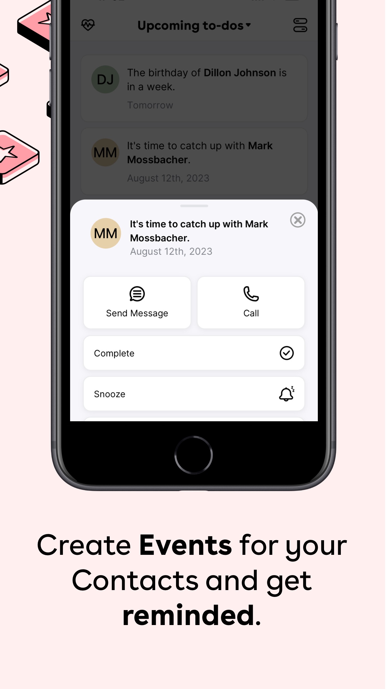 Screenshot do app Moments — Contacts Manager