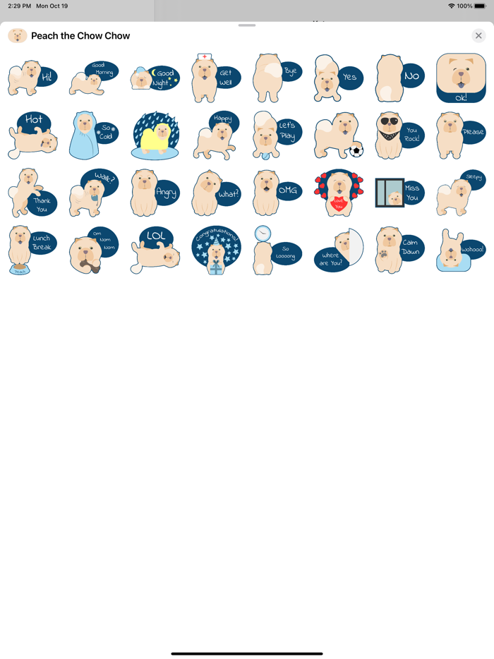 Peach the Chow Chow Stickers