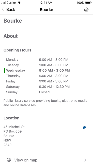 Bourke Public Library Screenshot