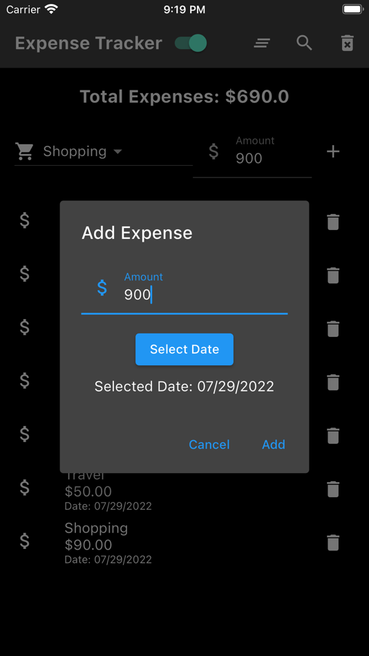 #7. Daily Expenses Calculator (iOS) Podle: MD. NASAR UDDIN REDOY