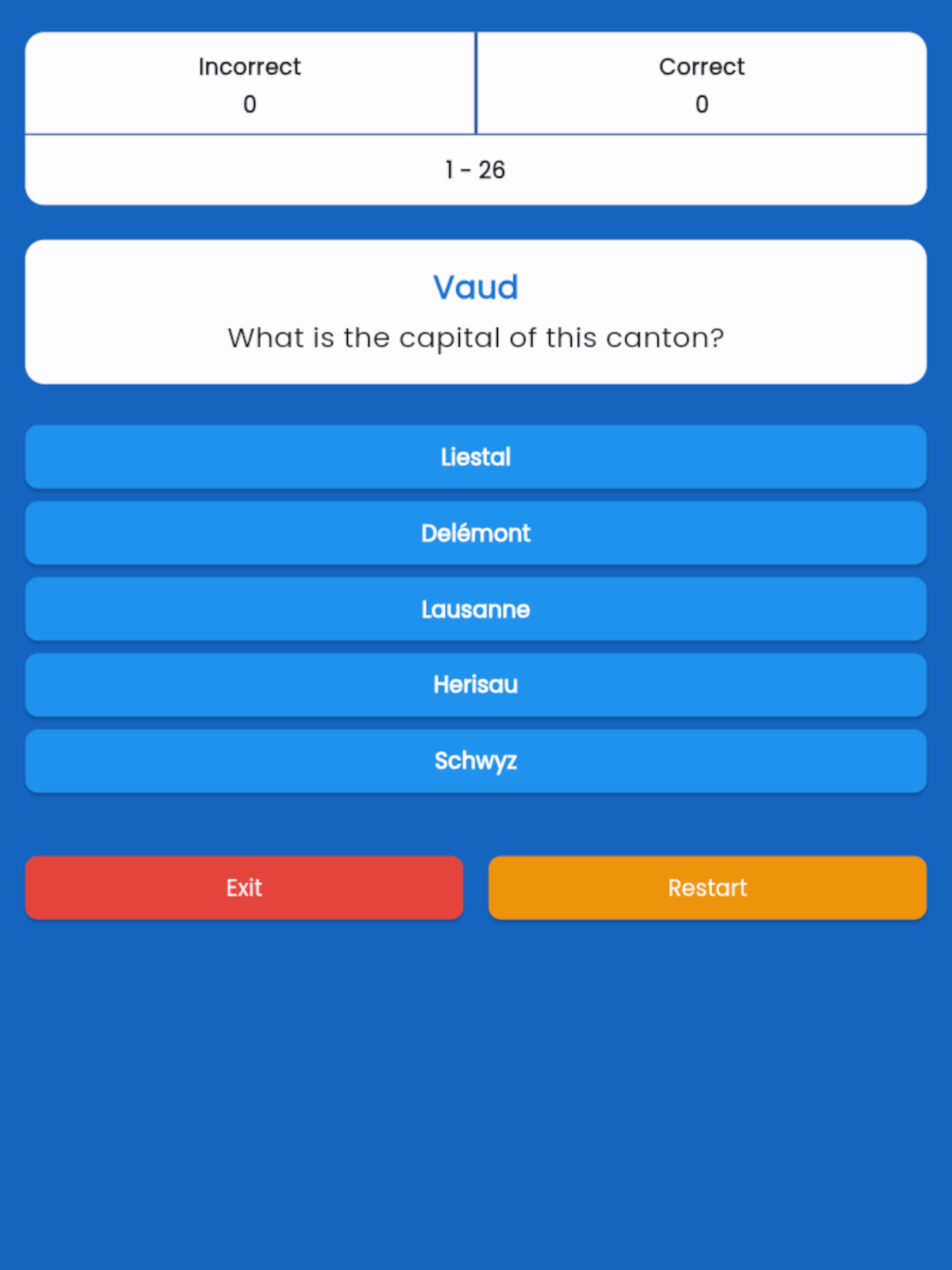 Cantons of Switzerland - Quiz