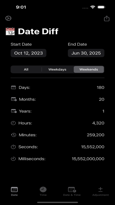 Date Time Diff - Calculator Screenshot