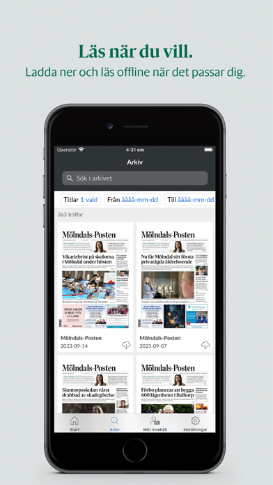 Mölndals-Posten e-tidning Screenshot