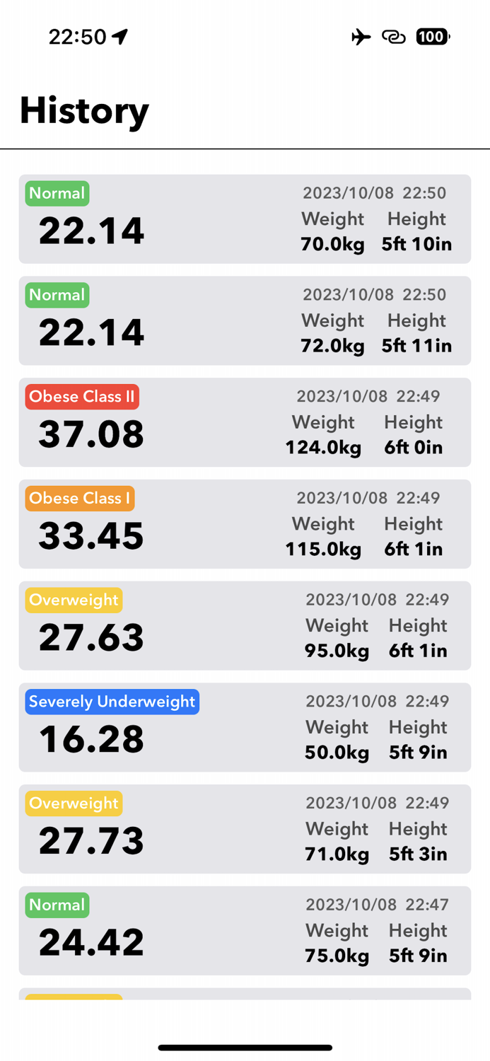 BMI Calculator and Tracker App