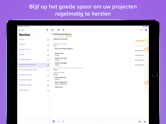 OmniFocus 3 iPad app afbeelding 5