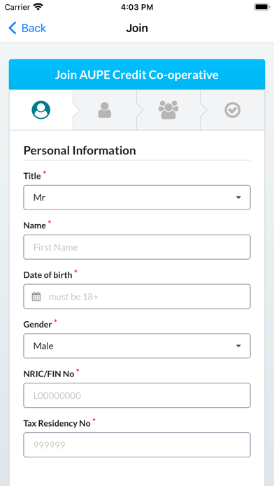 AUPE Credit Co-operative Screenshot