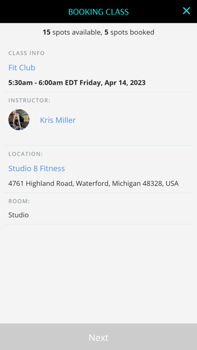 Studio 8 Fitness Screenshot