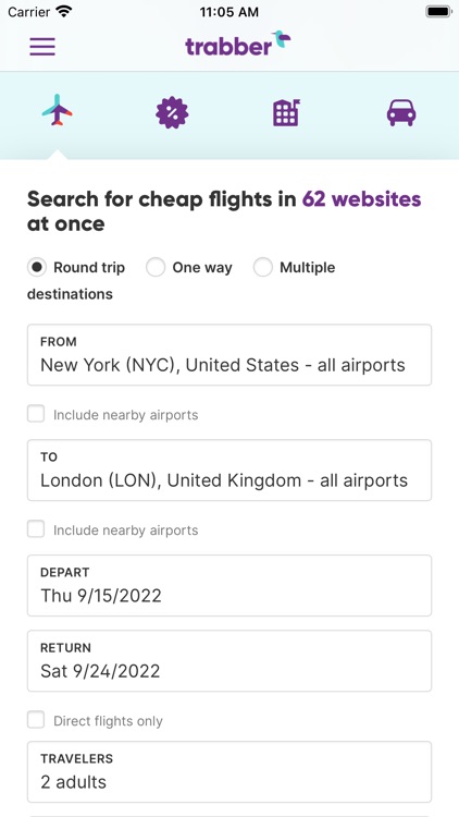 Trabber: Flights, Hotels, Cars