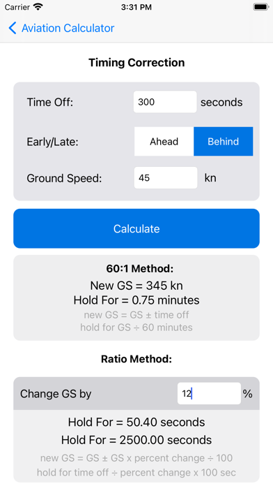 Aviation Calculator Screenshot