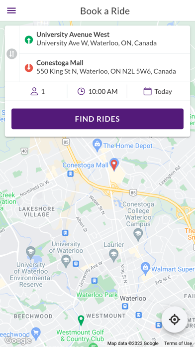 The M - Microtransit Screenshot