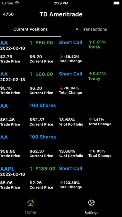 Cost Basis Screenshot