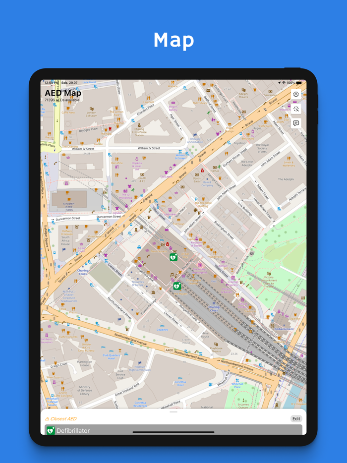 AED map - defibrillators