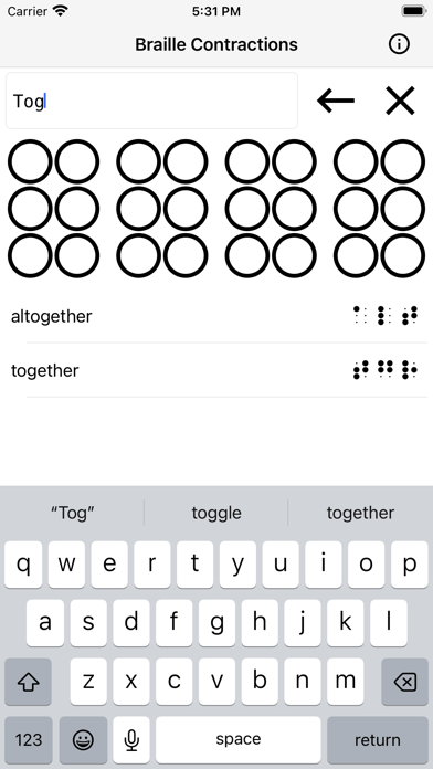 Braille Contraction Lookup Screenshot