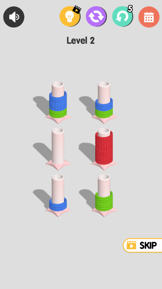 #2. Rope Color Sort (iOS) Podle: Kenen Gonen