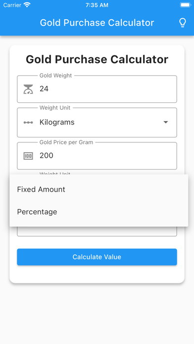 Gold Purchase Calculator Screenshot