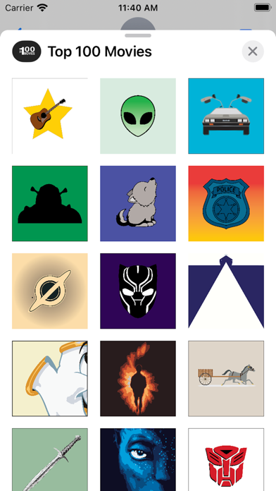 Top 100 Movies Stickers Screenshot