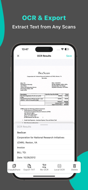 BeeScan - Screenshot ng App Scanner ng PDF