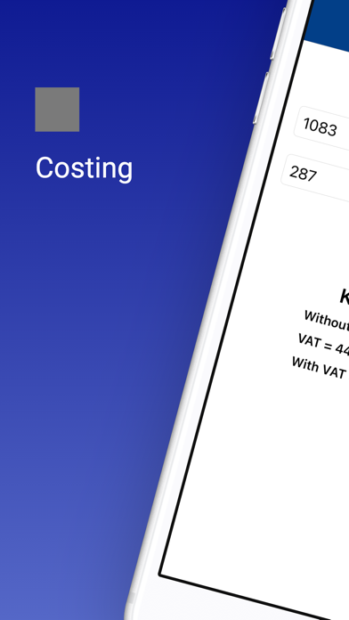 Oil Costing Screenshot