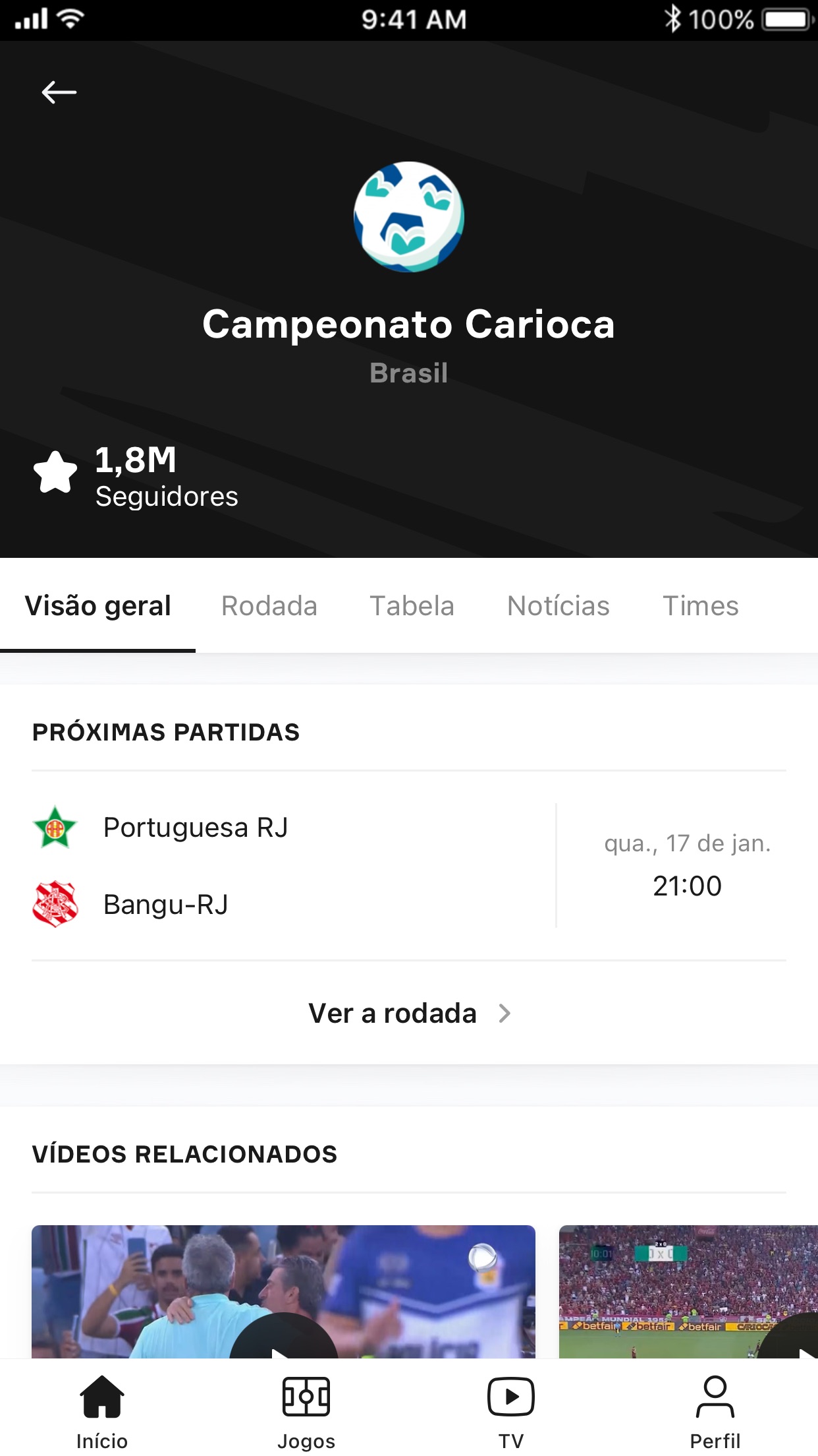 Screenshot do app OneFootball Resultados Futebol
