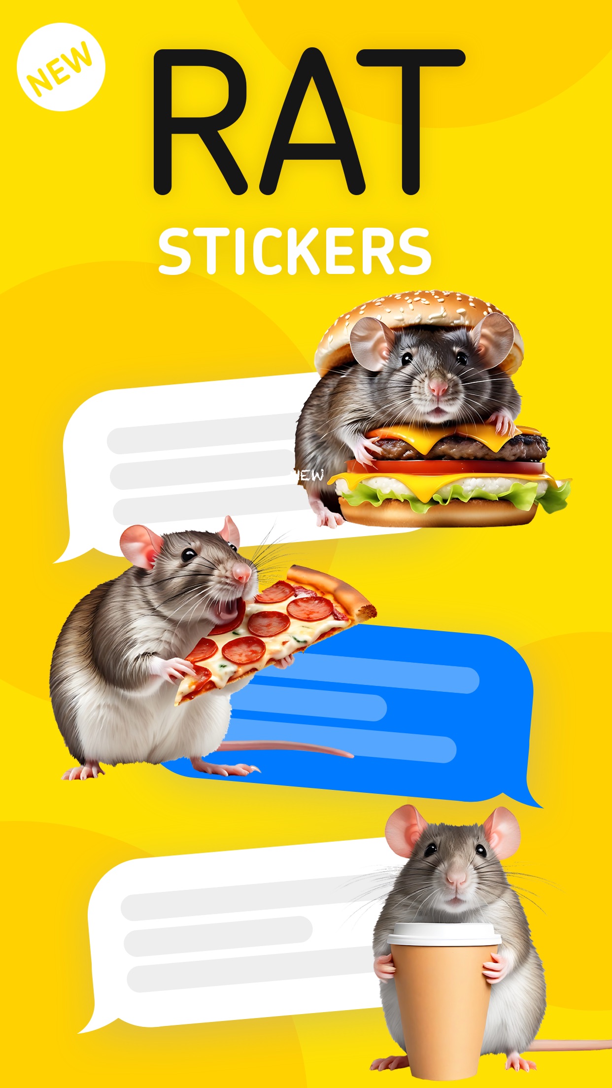 Screenshot do app Rat Stickers: Pizza, Burger...