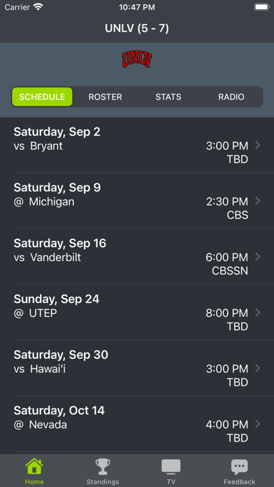 Screenshot #1 pour UNLV Football Schedules