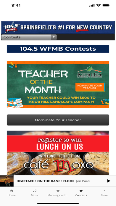 #1 for New Country 104.5 WFMB Screenshot